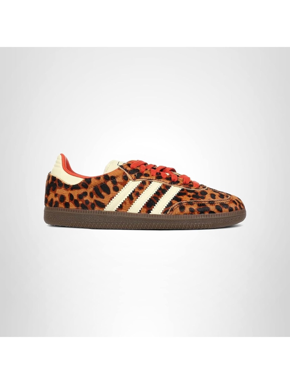 adidas Gazelle Leopard Haircalf Sneaker - Brown/Cream/Red
